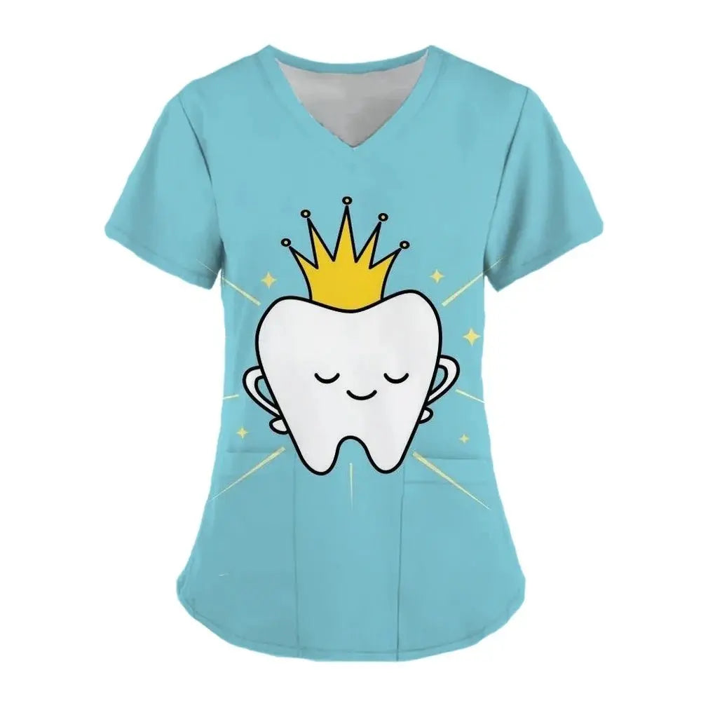 Teeth Print Exfoliating Tops For Women, Dentist Work Uniform, Women's Scrubs, Hospital Workwear, 2024dsers - fulfillment - serviceMedSurgery Store For Digital Health1005007655720100 - HSC04J202403197 - XSHSC04J202403197XTeeth Print Exfoliating Tops For Women, Dentist Work Uniform, Women's Scrubs, Hospital Workwear, 2024