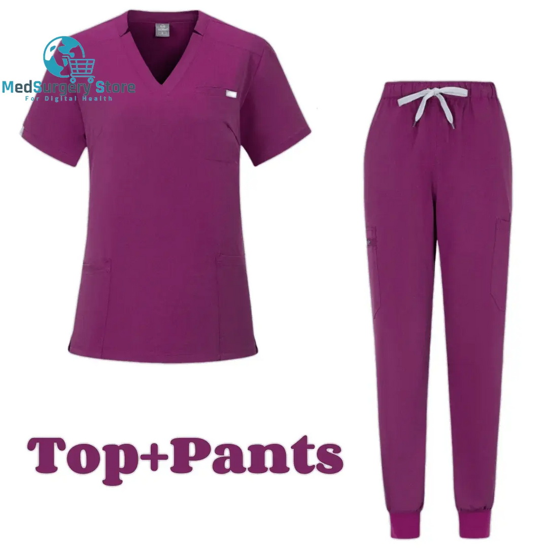 Short Sleeve Doctor Accessories Hospital Stylish Female Womens Stretch Medical Scrubs Nurse Uniform Medicals Medicals Spa Women Uniforms