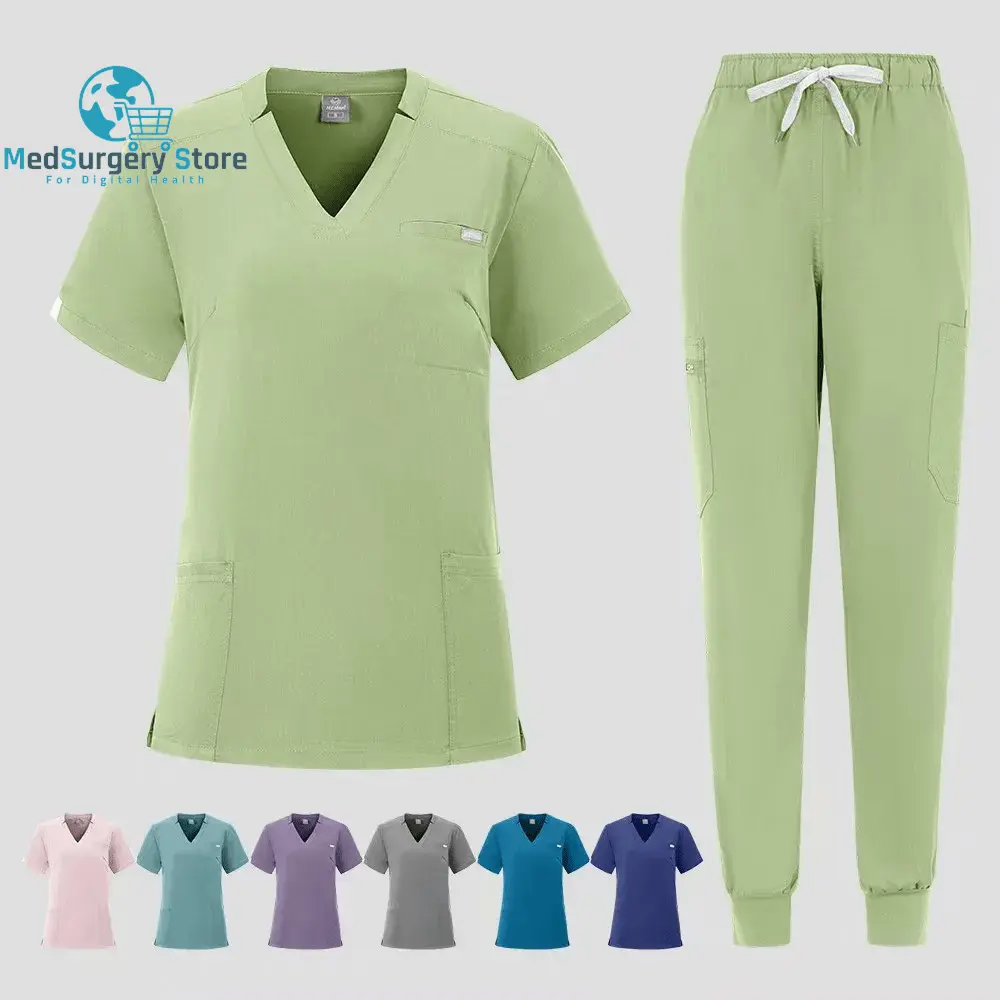 Short Sleeve Doctor Accessories Hospital Stylish Female Womens Stretch Medical Scrubs Nurse Uniform Medicals Medicals Spa Women Uniforms