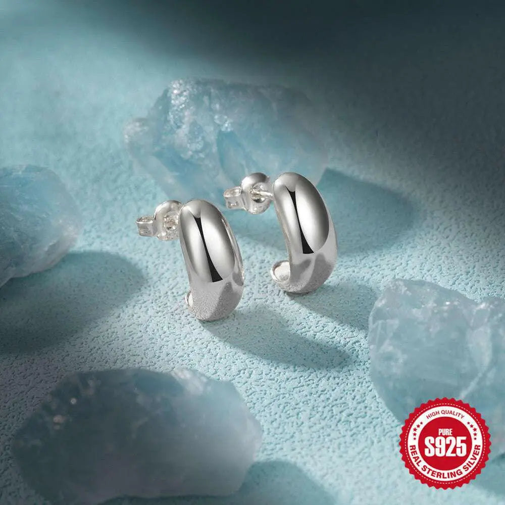 925 Sterling Silver C - Shaped Glossy Metal Earring Earring Ringstud EarringApparel & AccessoriesCJdropshippingMedSurgery Store For Digital HealthCJST245134802BYGold1pairs925 Sterling Silver C - Shaped Glossy Metal Earring Ringstud Earring