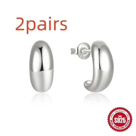 925 Sterling Silver C - Shaped Glossy Metal Earring Ringstud EarringApparel & AccessoriesCJdropshippingMedSurgery Store For Digital HealthCJST245134805EVSilver2pairs925 Sterling Silver C - Shaped Glossy Metal Earring Ringstud Earring