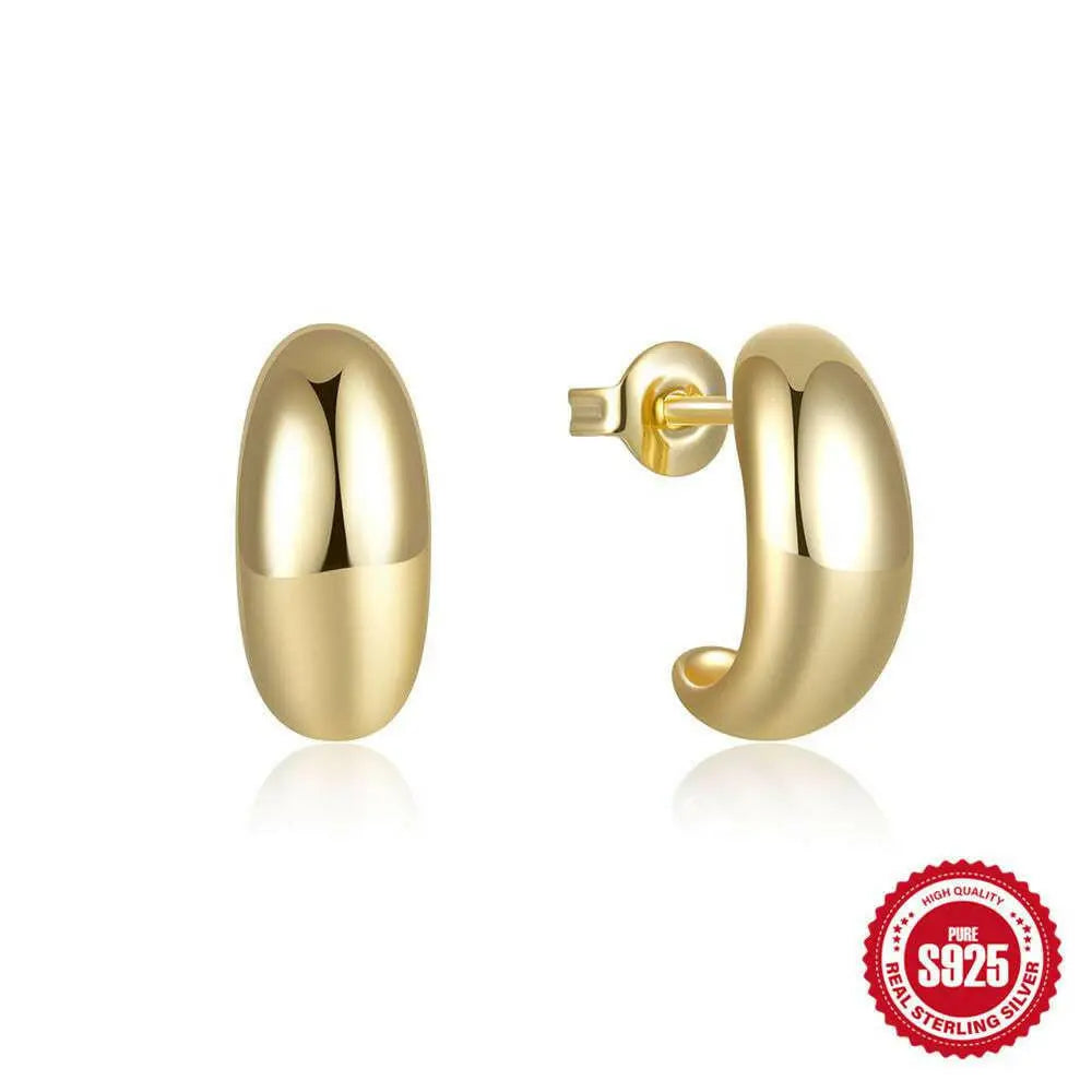 925 Sterling Silver C - Shaped Glossy Metal Earring Earring Ringstud EarringApparel & AccessoriesCJdropshippingMedSurgery Store For Digital HealthCJST245134802BYGold1pairs925 Sterling Silver C - Shaped Glossy Metal Earring Ringstud Earring