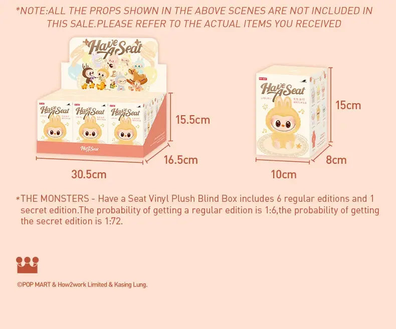 POP MART THE MONSTERS-Have a Seat Series, vinyl plush blind box, fortune teller bag, desk decoration, cute model, gift, blind bag for girl, toy MedSurgery Store For Digital Health