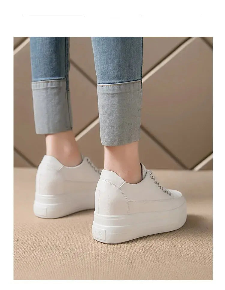 chaussures ete femme espadrille femme basket femme compensé Women's casual sneakers, breathable and comfortable white shoes with 8CM heels, platform height rise, Fall, 2022 MedSurgery Store For Digital Health