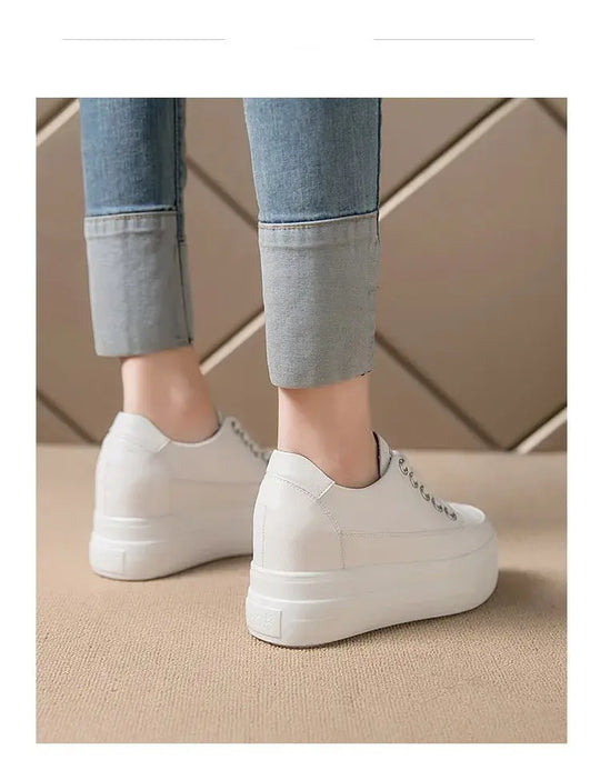 chaussures ete femme espadrille femme basket femme compensé Women's casual sneakers, breathable and comfortable white shoes with 8CM heels, platform height rise, Fall, 2022 MedSurgery Store For Digital Health