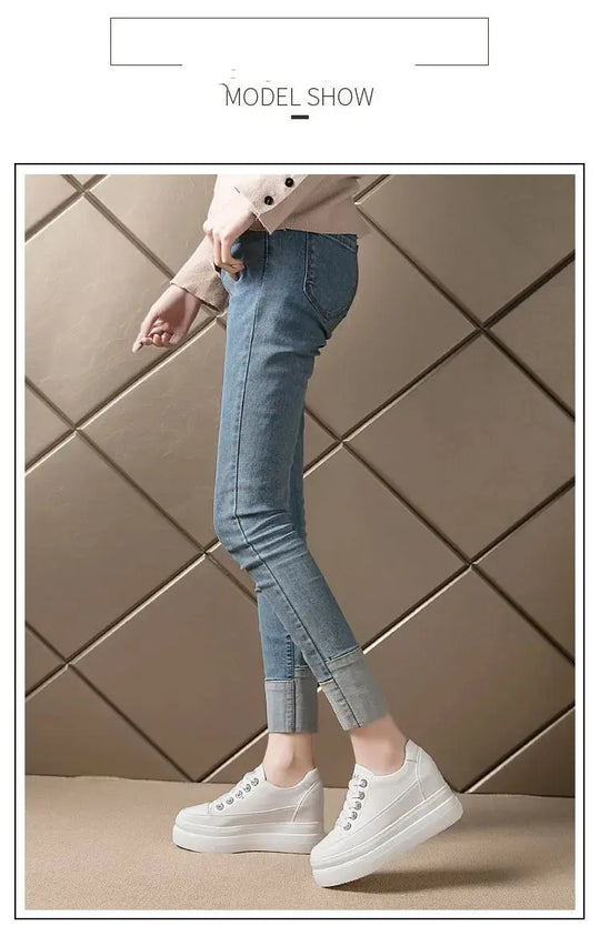 chaussures ete femme espadrille femme basket femme compensé Women's casual sneakers, breathable and comfortable white shoes with 8CM heels, platform height rise, Fall, 2022 MedSurgery Store For Digital Health