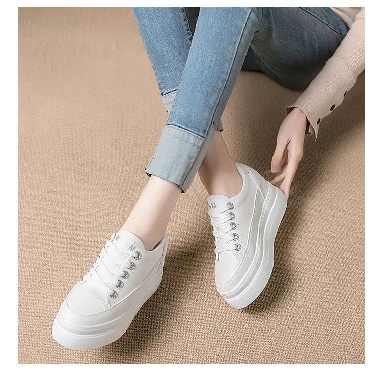 chaussures ete femme espadrille femme basket femme compensé Women's casual sneakers, breathable and comfortable white shoes with 8CM heels, platform height rise, Fall, 2022 MedSurgery Store For Digital Health