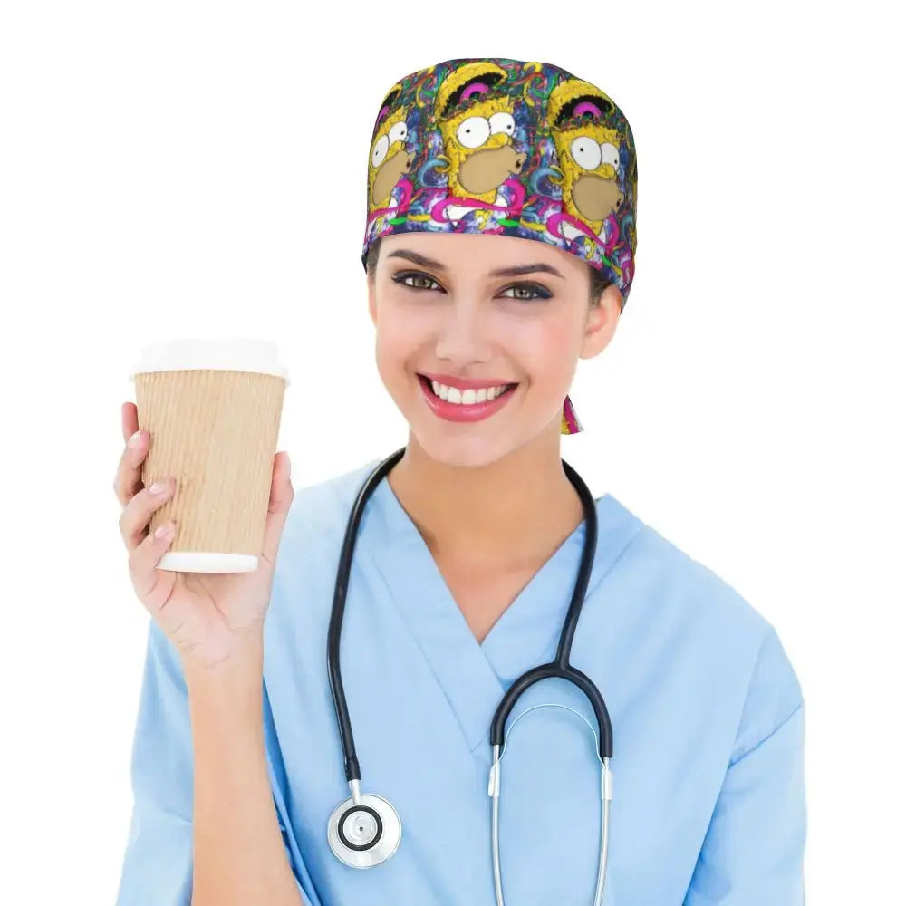 Personalized adjustable work cap with brain explosion, Simpsons surgical cap, surgical cap for nursing, doctor, surgeon, for Chef MedSurgery Store For Digital Health