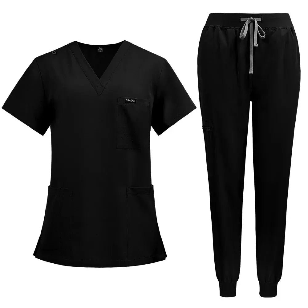Short Sleeve Women's Scrubs - Nurse Scrubs Comfortable and Protective Scrubs for Hospital, Insulation and Skin Care (94% Polyester + 6% Spandex) CJdropshipping