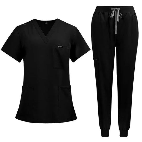 Short Sleeve Women's Scrubs - Nurse Scrubs Comfortable and Protective Scrubs for Hospital, Insulation and Skin Care (94% Polyester + 6% Spandex) CJdropshipping