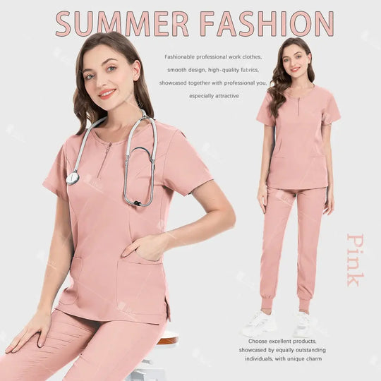 Medical Uniform, Elastic Scrub Set, Hospital Surgical Gowns, Tops, Pants, Nursing Workwear, Medical Scrubs, Medical Accessories CJdropshipping