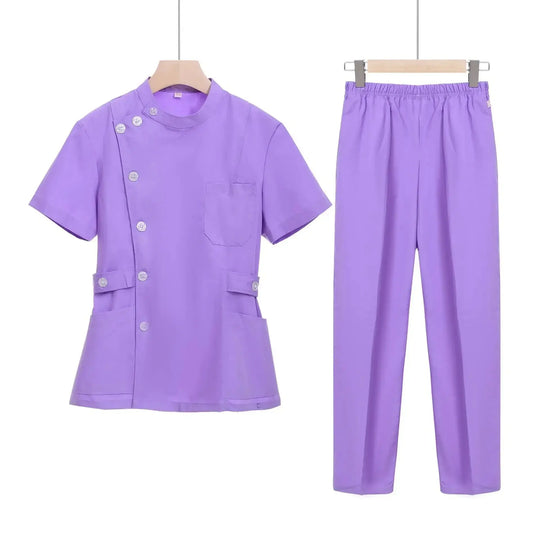 Pink short scrub set, medical uniform for nurse and Doctor, women's clothing, two piece nursing suit, salon hospital dress with logo MedSurgery Store For Digital Health