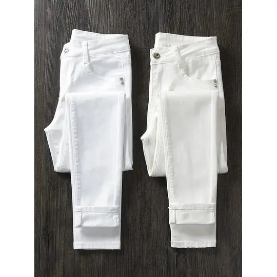 Women's White Skinny Pants, High Waist Long Skinny Jeans, Stretchy, Fashionable, Spring, Summer and Fall, 2022 MedSurgery Store For Digital Health