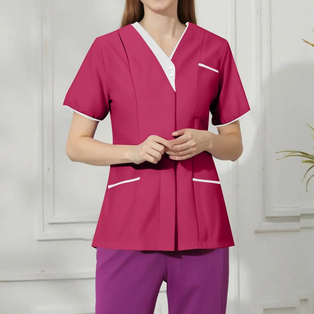 Filipina Medical Elite ISHOWTIENDA - Ergonomic Short Sleeve Clinical Uniform with V-Neck CJdropshipping
