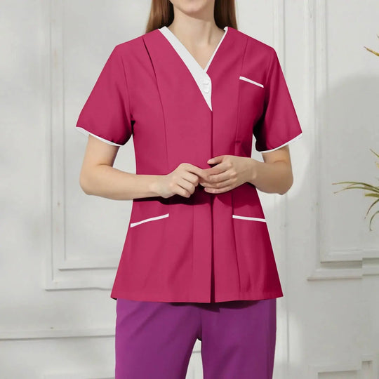 Filipina Medical Elite ISHOWTIENDA - Ergonomic Short Sleeve Clinical Uniform with V-Neck CJdropshipping