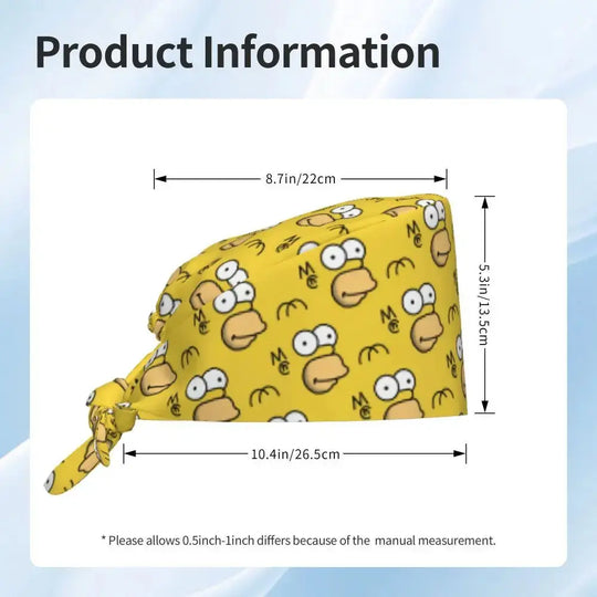 Customized The Simpsons Cartoon Cartoon Medical Staff Scrubs Hat Men Women Doctor Nursing Surgical Scrub Caps MedSurgery Store For Digital Health