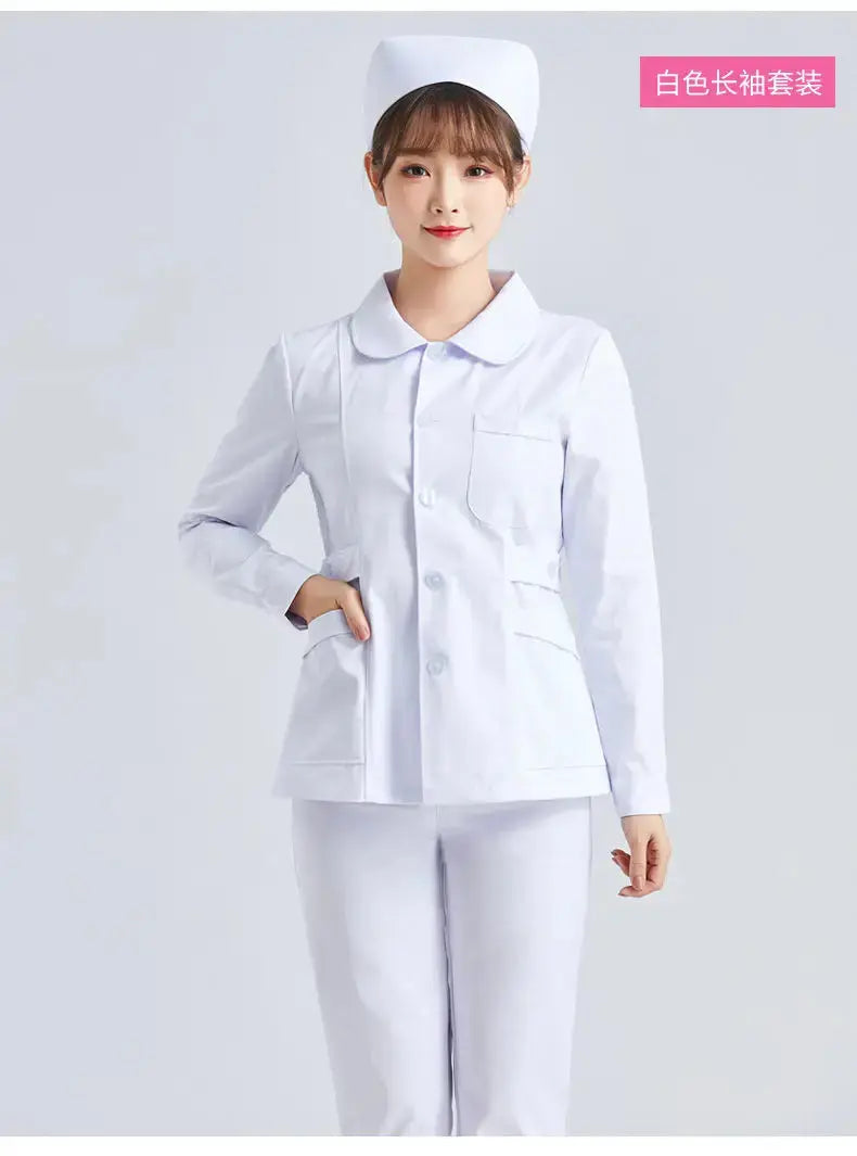 Elite White Nurse Uniform - Women's Short Sleeve Adjustable Scrub Top CJdropshipping