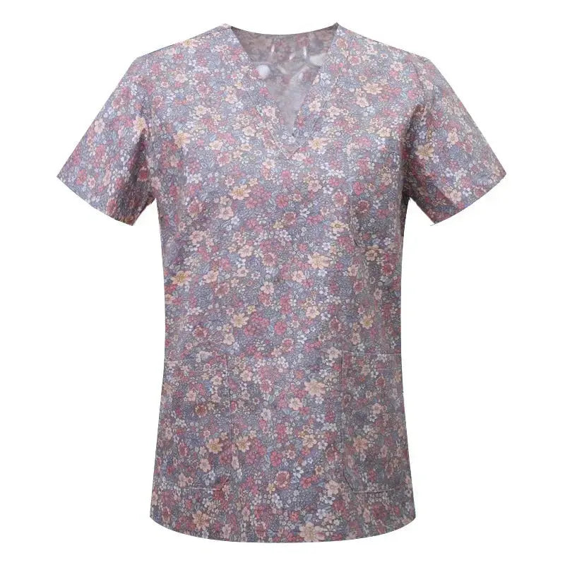 Cartoon animal print cotton blouse, medical surgical scrubs for pet clinic, Hospital, nursing CJdropshipping