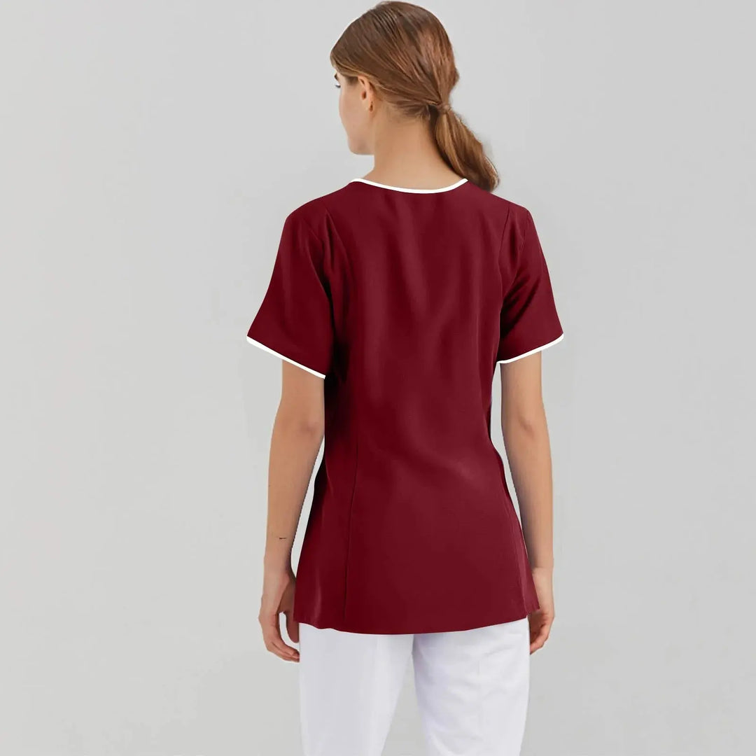 Filipina Medical Elite ISHOWTIENDA - Ergonomic Short Sleeve Clinical Uniform with V-Neck CJdropshipping