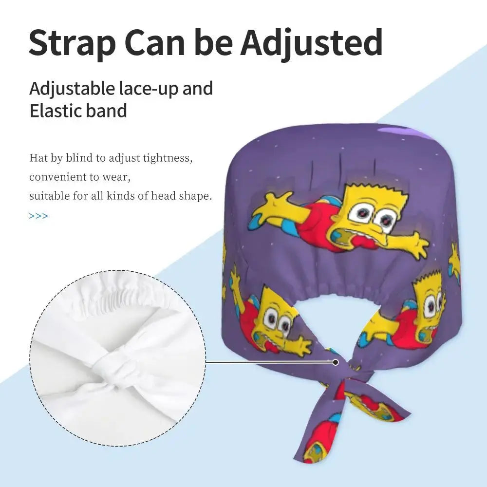 Customized The Simpsons Cartoon Cartoon Medical Staff Scrubs Hat Men Women Doctor Nursing Surgical Scrub Caps MedSurgery Store For Digital Health