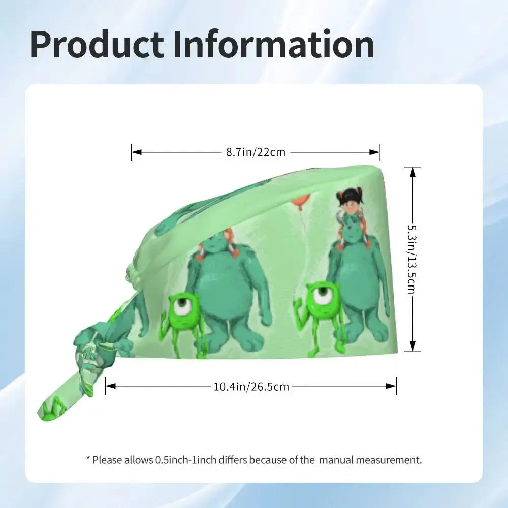 Customized adjustable work cap with Monsters University cartoon, surgical cap for men and women, surgical cap for nursing, doctor and surgeon MedSurgery Store For Digital Health