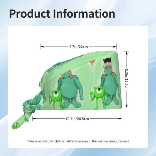 Customized adjustable work cap with Monsters University cartoon, surgical cap for men and women, surgical cap for nursing, doctor and surgeon MedSurgery Store For Digital Health