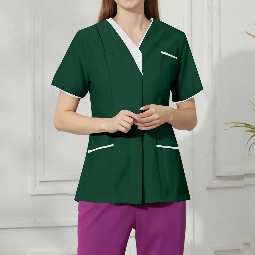 Filipina Medical Elite ISHOWTIENDA - Ergonomic Short Sleeve Clinical Uniform with V-Neck CJdropshipping