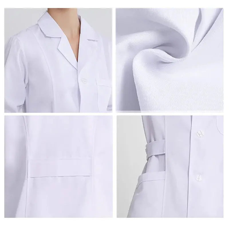 Women's white medical gown, cotton nurse medical uniform, hospital workwear, scientific laboratory pharmacy professional work uniform MedSurgery Store For Digital Health