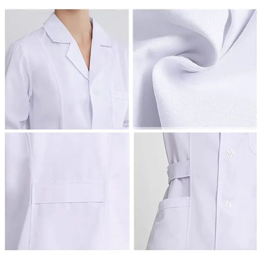 Women's white medical gown, cotton nurse medical uniform, hospital workwear, scientific laboratory pharmacy professional work uniform MedSurgery Store For Digital Health