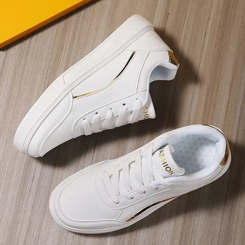 Women's white shoes, white slate lace-up casual flat shoes, PU leather walking shoes, thick sole, luxury outdoor fashion MedSurgery Store For Digital Health