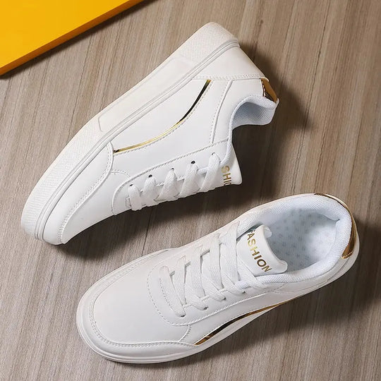 Women's white shoes, white slate lace-up casual flat shoes, PU leather walking shoes, thick sole, luxury outdoor fashion MedSurgery Store For Digital Health