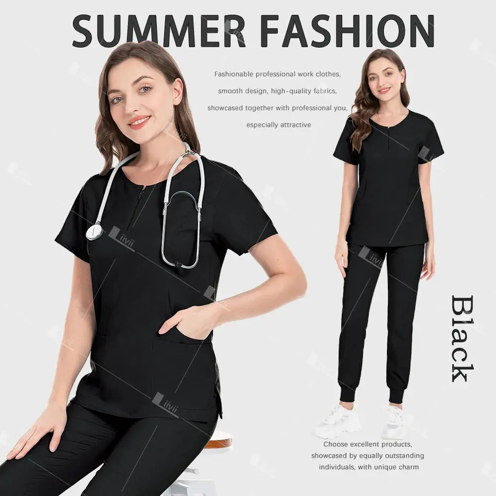 Medical Uniform, Elastic Scrub Set, Hospital Surgical Gowns, Tops, Pants, Nursing Workwear, Medical Scrubs, Medical Accessories CJdropshipping