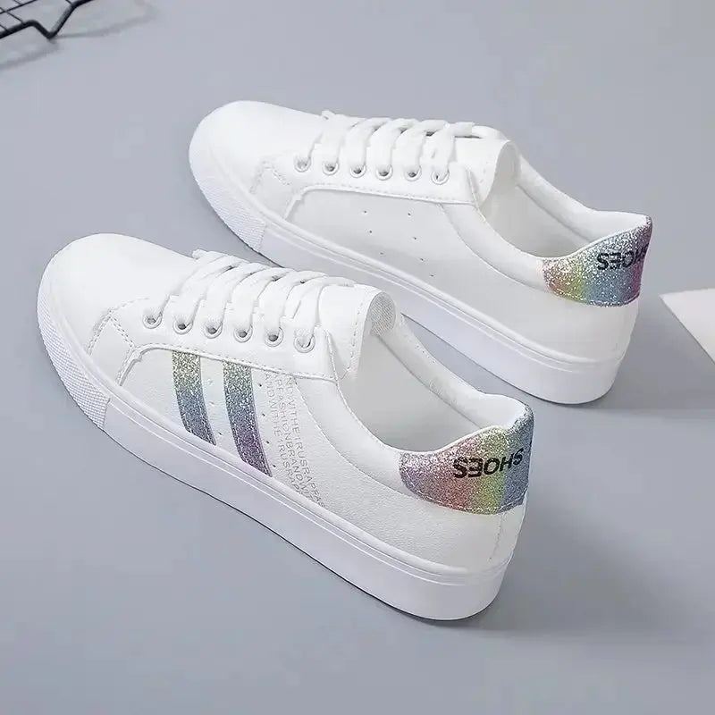 *Women's Vulcanized Pu Leather Casual Shoes, White Sneakers, Spring Fashion, New Off White Shoes MedSurgery Store For Digital Health