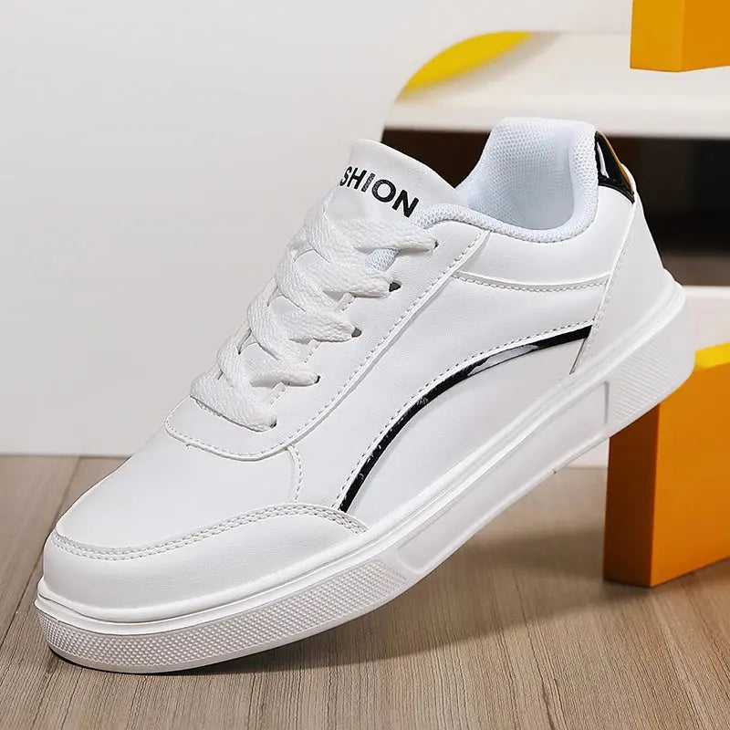 Women's white shoes, white slate lace-up casual flat shoes, PU leather walking shoes, thick sole, luxury outdoor fashion MedSurgery Store For Digital Health