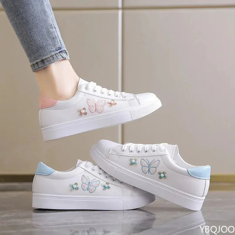 Women's New White Shoes, Fashionable Breathable Flat Shoes, Leather Lace-up Casual Shoes, Comfortable and Versatile Women's Sneakers MedSurgery Store For Digital Health