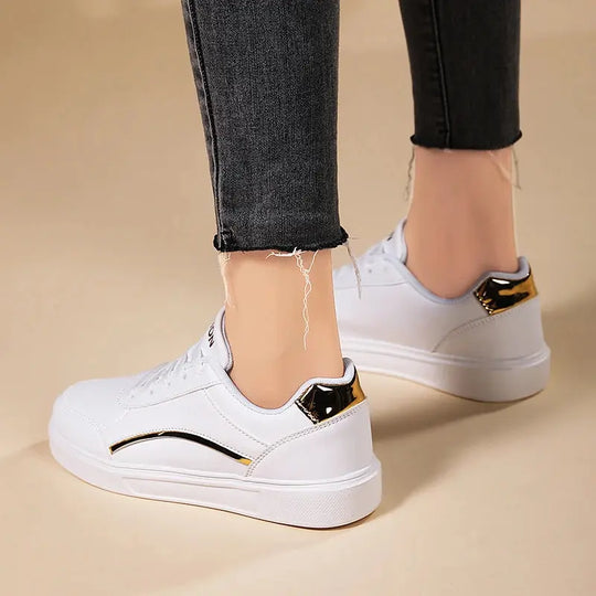 Women's white shoes, white slate lace-up casual flat shoes, PU leather walking shoes, thick sole, luxury outdoor fashion MedSurgery Store For Digital Health