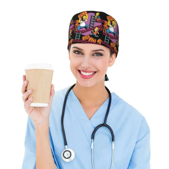 Personalized adjustable work cap with brain explosion, Simpsons surgical cap, surgical cap for nursing, doctor, surgeon, for Chef MedSurgery Store For Digital Health