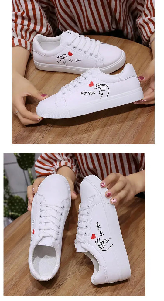Fashionable white breathable running shoes for women, new casual lace-up shoes with embroidered flowers for spring and autumn MedSurgery Store For Digital Health