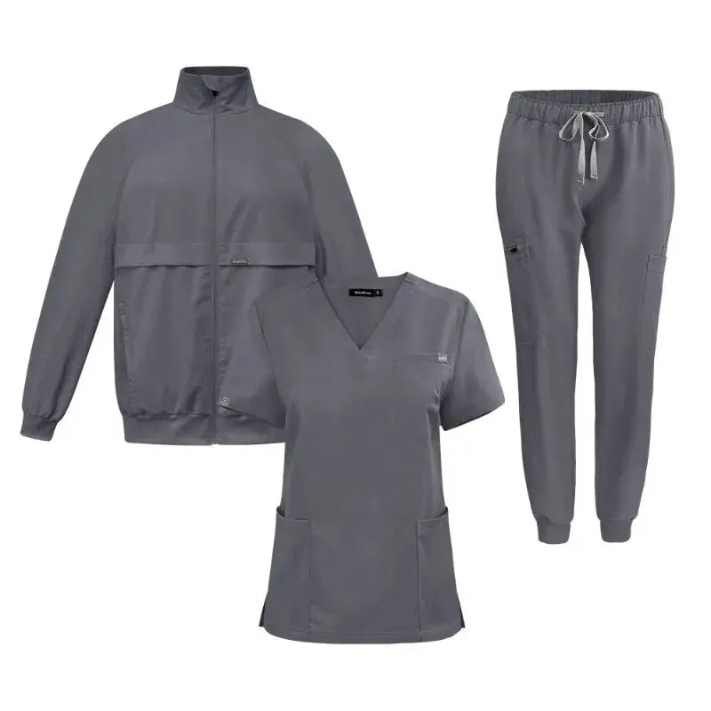 Work top, doctor and nurse uniform, single pants with more pockets, Dental scrub pants, Unisex scrubs, 3 piece set CJdropshipping