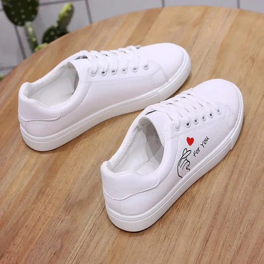 Fashionable white breathable running shoes for women, new casual lace-up shoes with embroidered flowers for spring and autumn MedSurgery Store For Digital Health