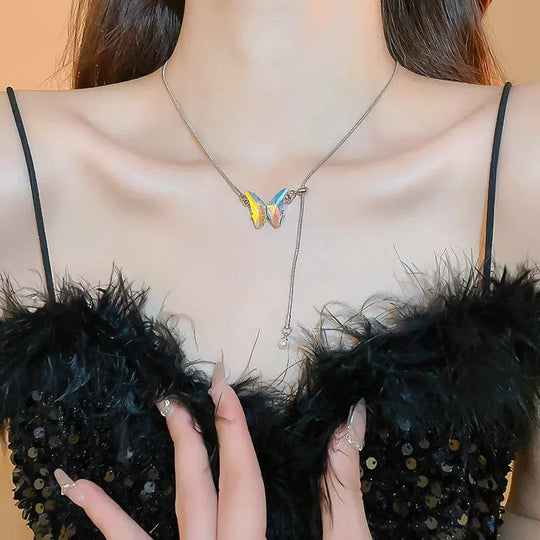 Women's Butterfly and Snake Pendant Necklace, Punk Y2K Tassel Choker, Cosplaying Jewelry Accessory MedSurgery Store For Digital Health