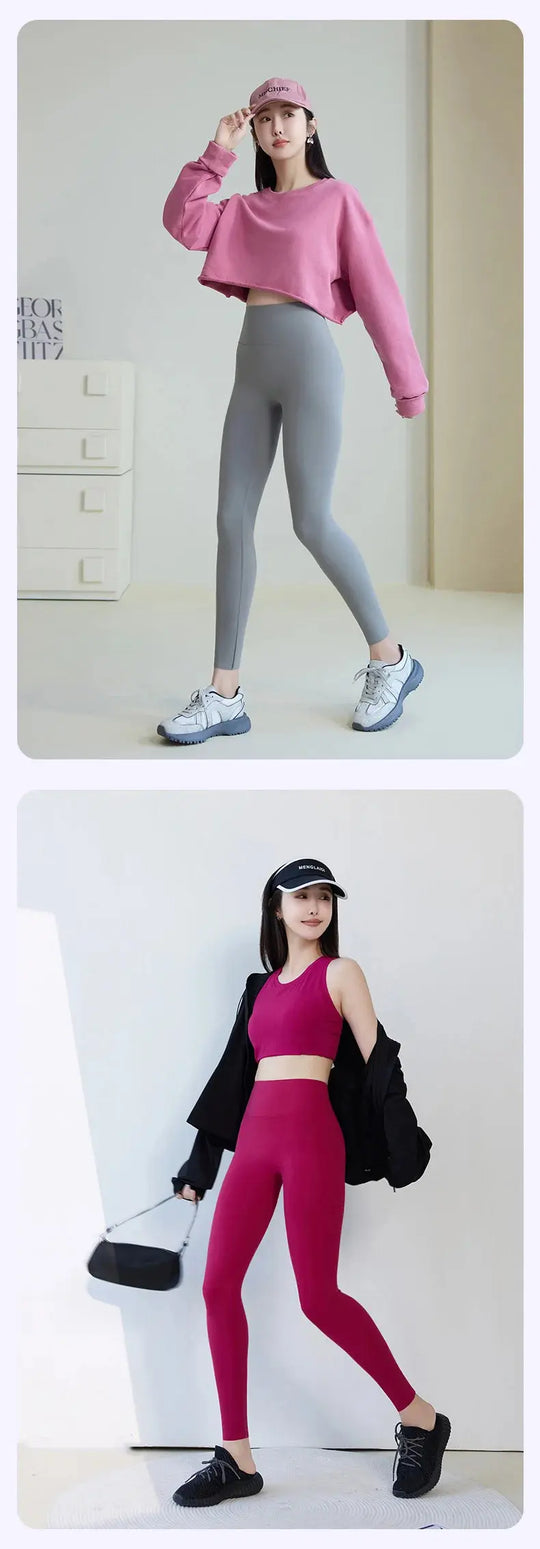 BIVIGAOS 2025 Spring Summer New Red Plum 3D Nude Feeling Nude Sharkskin Leggings Slim Women Sexy Sport Yoga Push Up Fitness Leggings MedSurgery Store For Digital Health