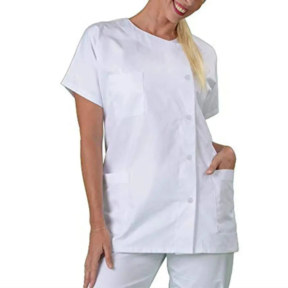 Women's nurse scrub top, white scrubs, uniform set, Clinical Uniforms, workwear, nurse esthetician scrubs, Tops MedSurgery Store For Digital Health