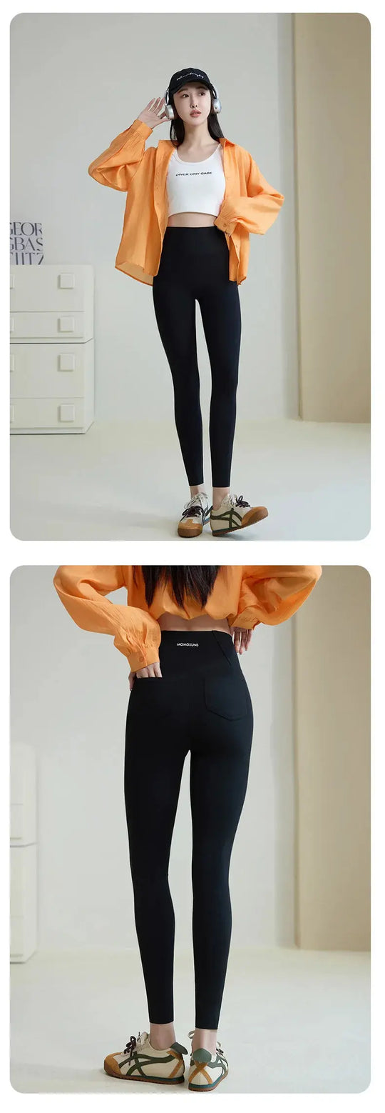 BIVIGAOS 2025 Spring Summer back pocket Sharkskin Leggings women's tight white Casual sport Fitness Leggings Leggings skinny pants MedSurgery Store For Digital Health