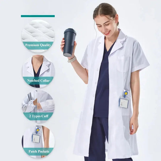Cheap white lab coat for women, men, students, chemistry, healthcare professional, nurse, long sleeve, doctor's lab coat XK002 MedSurgery Store For Digital Health