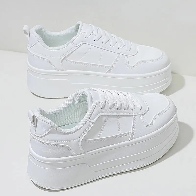 Women's white sneakers, high quality leather casual shoes, women's designer high rise athletic shoes, vulcanized shoe with platform MedSurgery Store For Digital Health