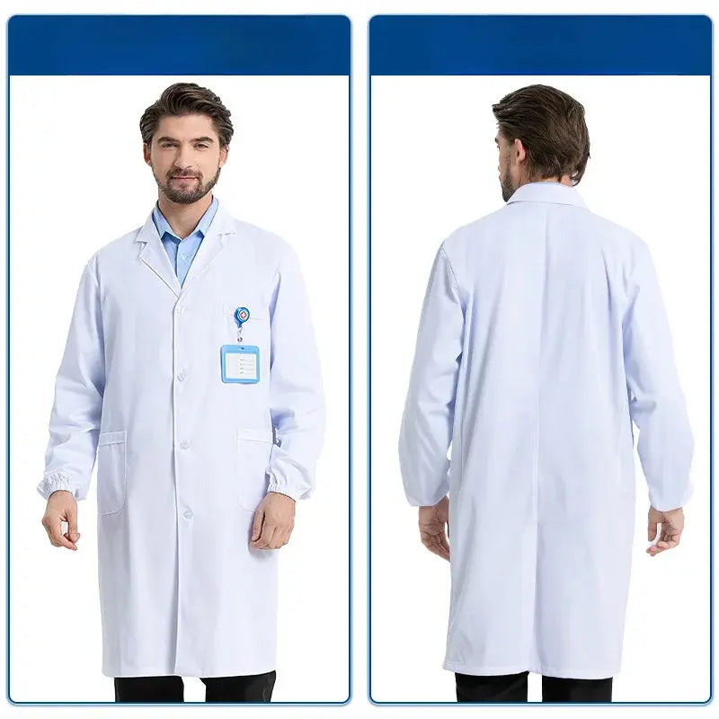 Unisex white cotton and polyester medical gown, scientist lab coat, doctor workwear, uniform, food gown, lab coat, men's coat MedSurgery Store For Digital Health