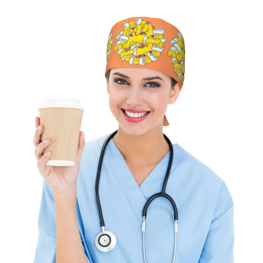 Customized The Simpsons Cartoon Cartoon Medical Staff Scrubs Hat Men Women Doctor Nursing Surgical Scrub Caps MedSurgery Store For Digital Health
