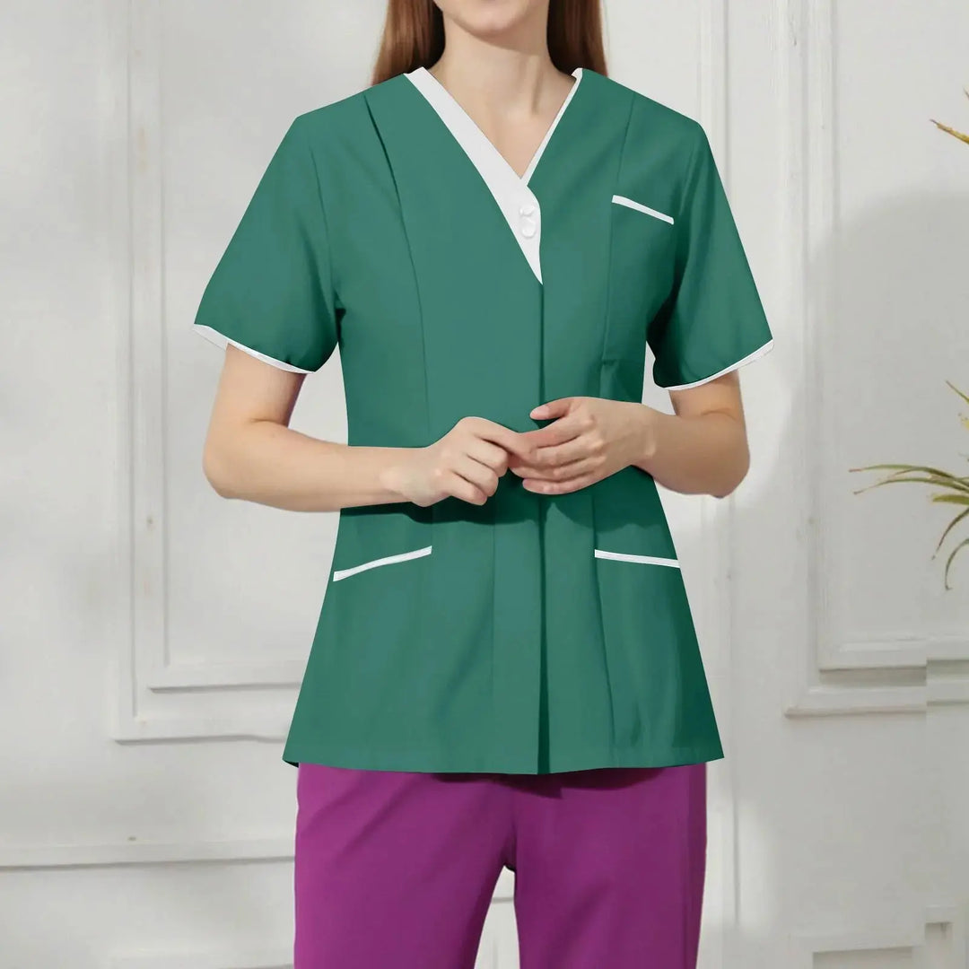 Filipina Medical Elite ISHOWTIENDA - Ergonomic Short Sleeve Clinical Uniform with V-Neck CJdropshipping