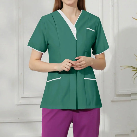 Filipina Medical Elite ISHOWTIENDA - Ergonomic Short Sleeve Clinical Uniform with V-Neck CJdropshipping